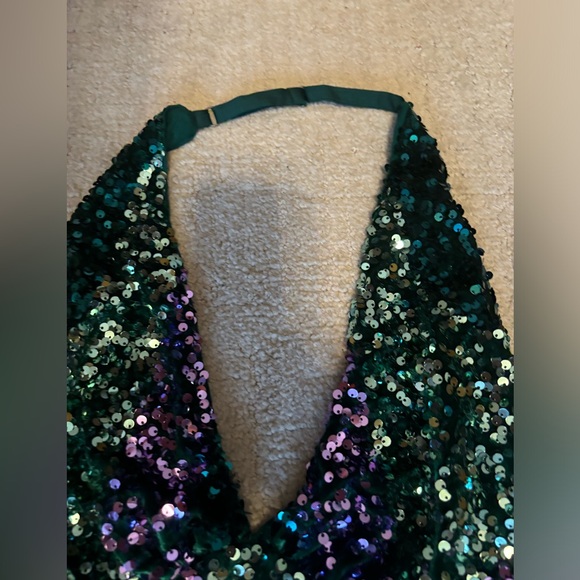 Free People Green and Blue Backless Dress - Picture 6 of 7